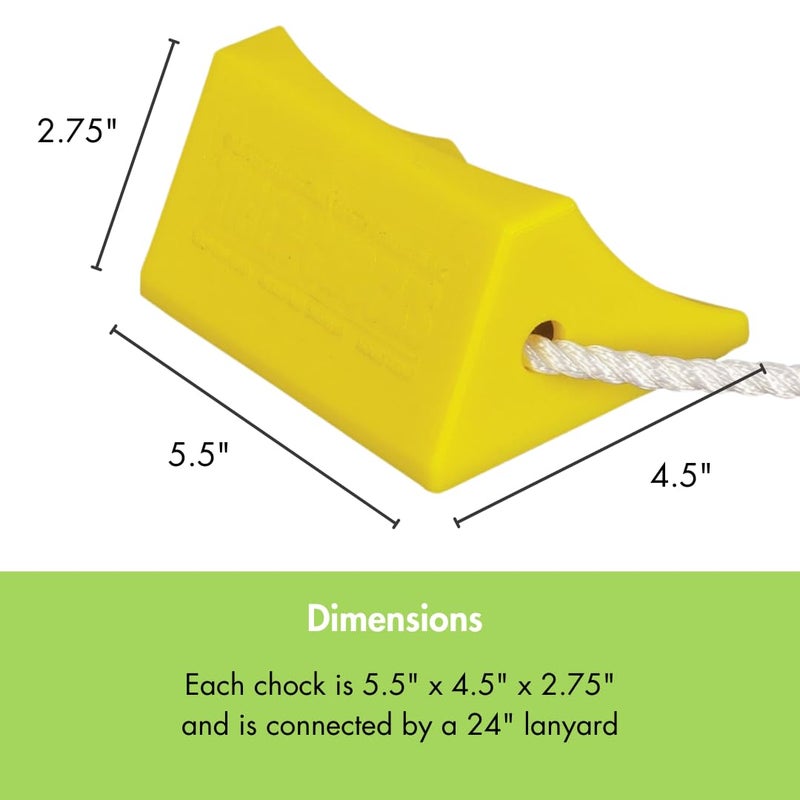 Checkers 5.5" Airplane Chocks, Aviation Wheel Chocks for Small Aircraft, Roped Pair Tire Chock, Durable Lightweight Urethane, Yellow, AC201 - Image 4